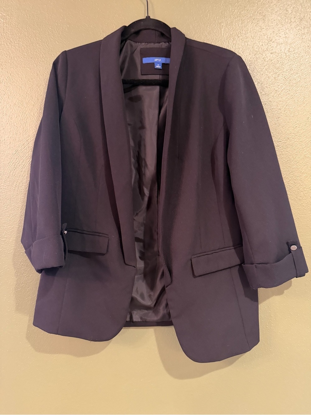 Apt. 9 Black Satin-Lined Blazer with Blue Label